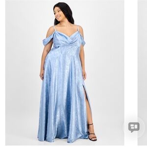 B Darlin Light Blue Off-Shoulder Prom Gown